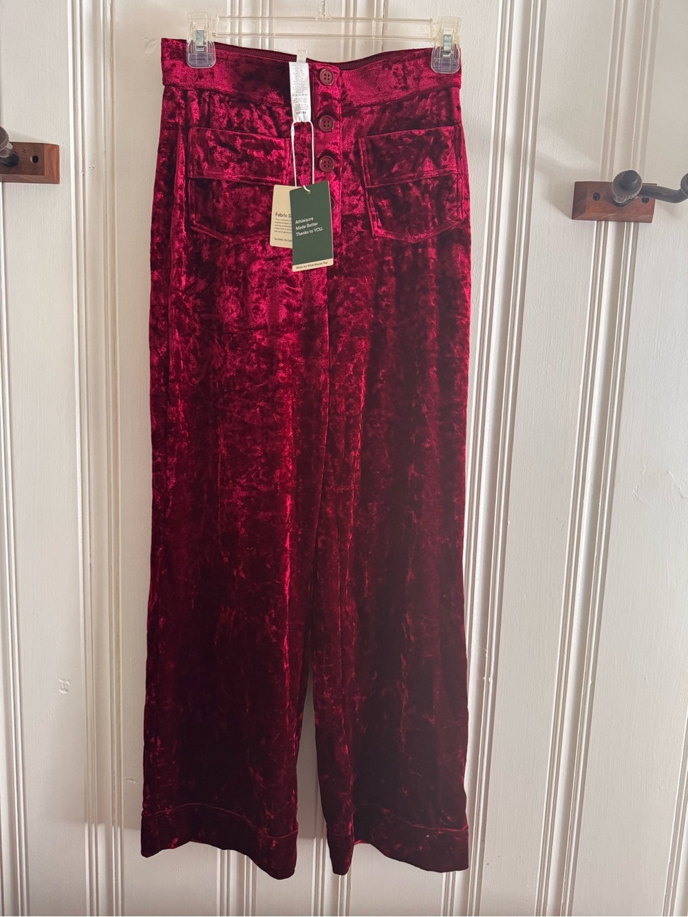 HALARA Velvet High-Waist Wide-Leg Pants in Deep Wine